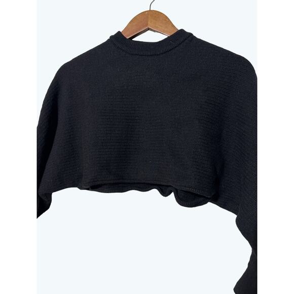 Aritzia Wilfred Lolan Sweater Small Merino Wool Cropped Knit Black - Picture 3 of 10